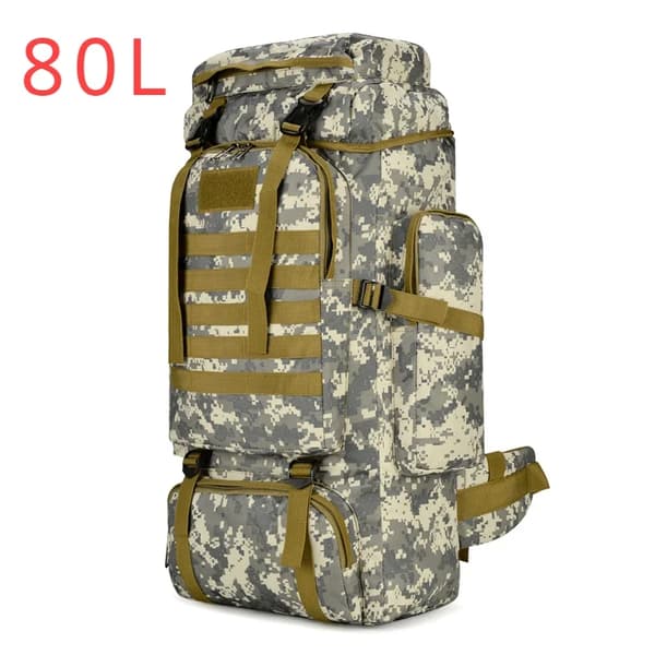 Bjergbestigningspose, Rummelig Kapacitet, Holdbart Design,80L (ACU)