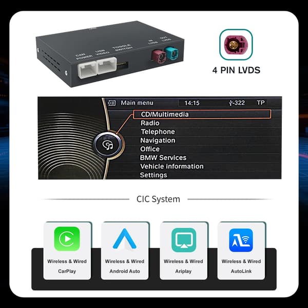 Trådløs Carplay Android Auto, Kompatibel med Luksusbil NBT/CIC, Nem Installation,Til CIC-system