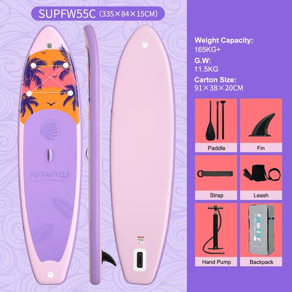 Stand Up Paddle Board, Uppblåsbart Design, Halkfri Yta,SUPFW55C(335*84*15CM)