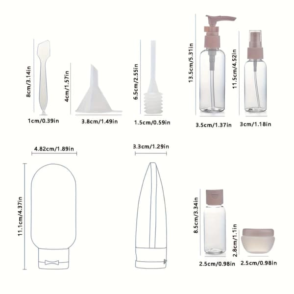 Reseflaskor Set, 11 Delar, Hållbar Design,11 Artiklar