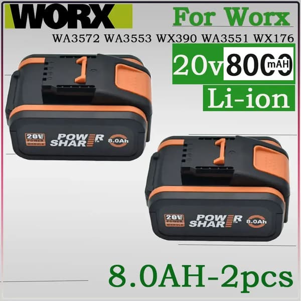 Litiumjonbatteri, 20V, 8000mAh kapacitet, 20V 8.0Ah X 2