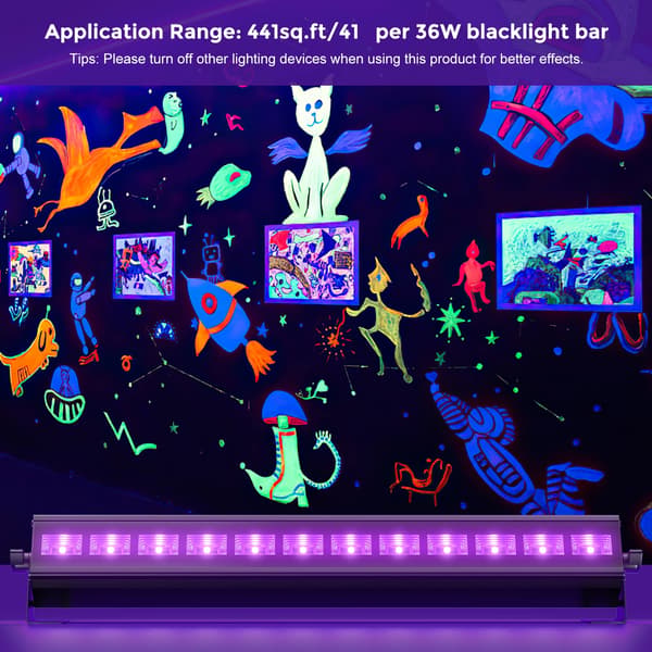 Scene Belysning, 12 UV LED'er, Flere Tilstande,4Pcs, EU Stik