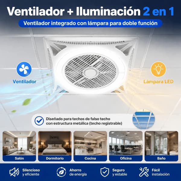 Loftventilator, Energi Effektiv LED Lys, Stille Drift,HVID
