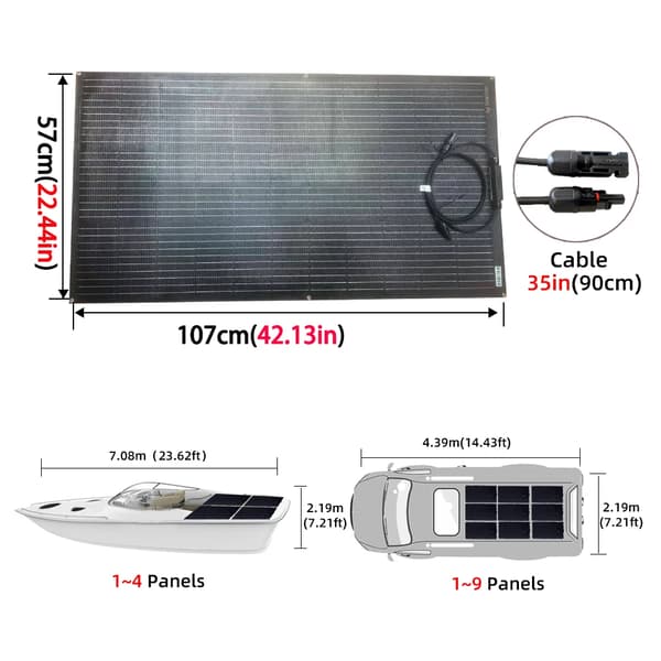 Solpanel, 120W toppkraft, flexibel design,1PCS  120W