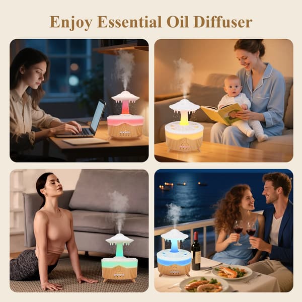 Aroma Luftfugter, Aromaterapi Støtte, LED Farveindstillinger,HVID, EU