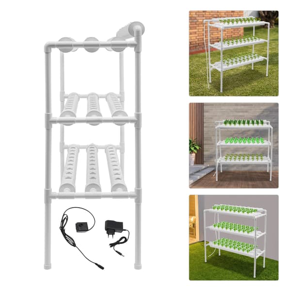 Hydroponiskt växtkit, 90 växtplatser, vattensnål design,VIT