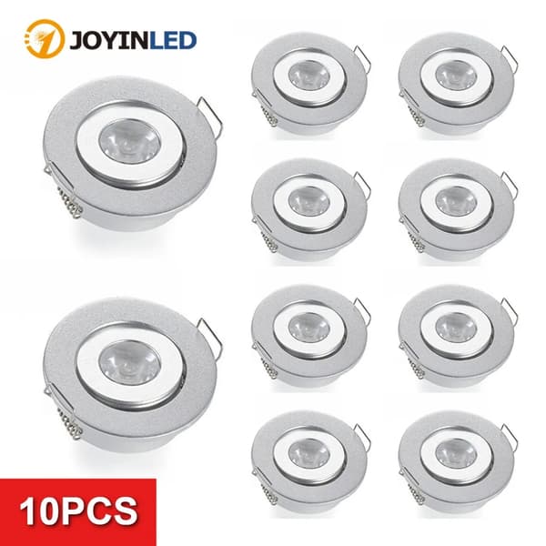 Mini Downlight, Dimbar, Energieffektiv,3W Vitt Ljus 6000K, Silver 10PCS