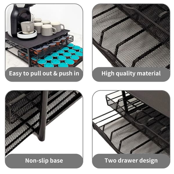 Kaffekapsel Organizer, Stor Kapacitet, Moderne Design,Sort
