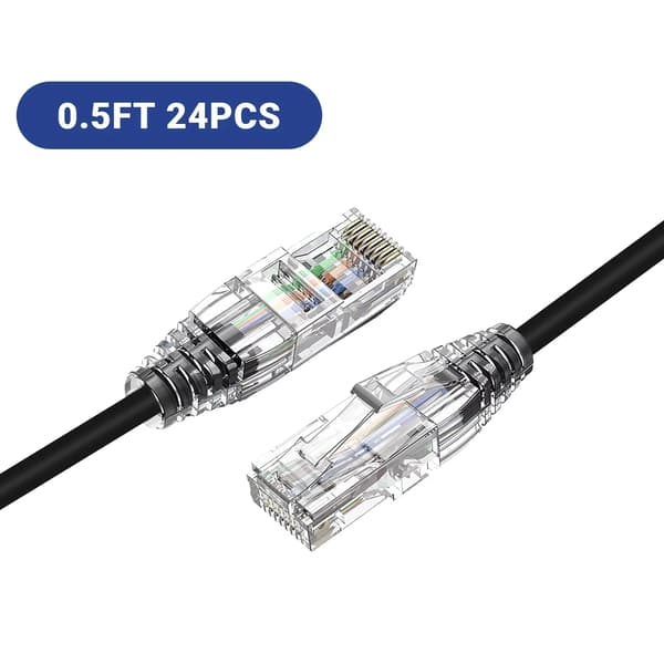 Ethernet Patch Kabel, 10Gbps Hastighed, Power over Ethernet Support,0.5FT 24PCS
