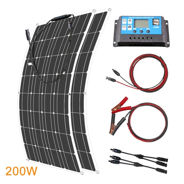 Flexibla solpaneler, hög effektivitet, enkel installation, komplett laddningslösning,200W solpanelpaket