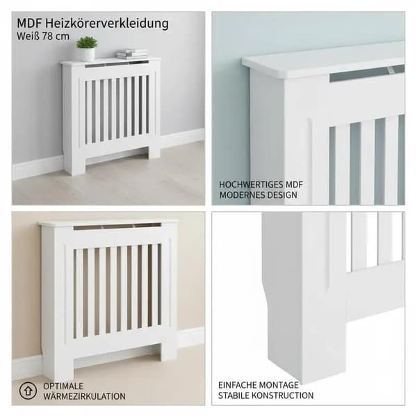 Radiator Dække, Trækonstruktion, Elegant Design,Hvid