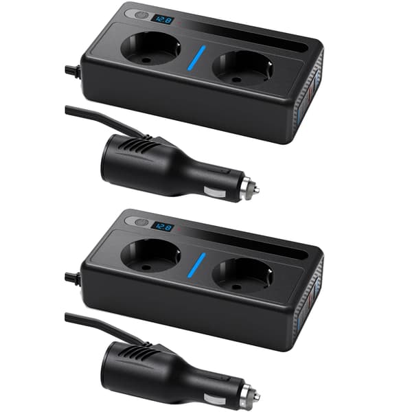 Strømomformer, 7-i-1 Multi-enhedsoplader, Smart spændingsdisplay,2pcs