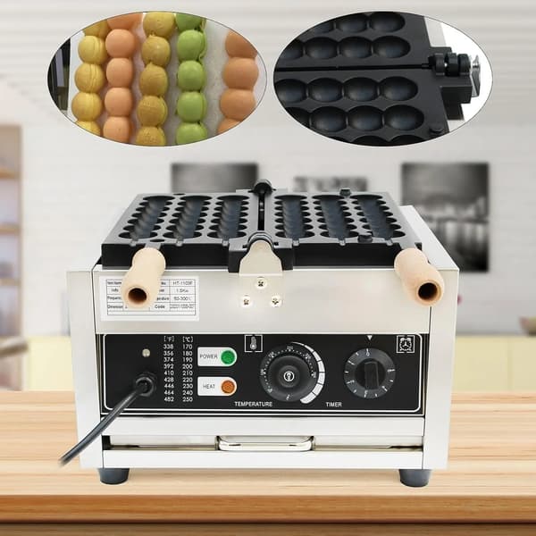 Vaffeljern, 1500W Effekt, Temperaturinterval 50-300 °C, Timer 0-5 minutter, Rustfrit stål, Non-stick overflade