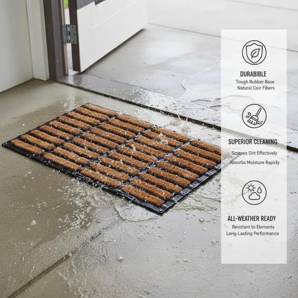 Dørmåtte, Holdbart PVC-materiale, Skridsikker design,Brun