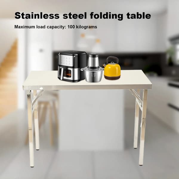 Fällbord, Högkvalitativt rostfritt stål, Rektangulär design, Stöder upp till 100 kg, Ingen montering krävs, Kompakt för förvaring