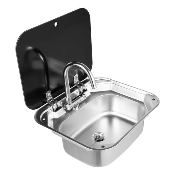 RV Handfat, Härdat Glas, Rostfritt Stål,Silver