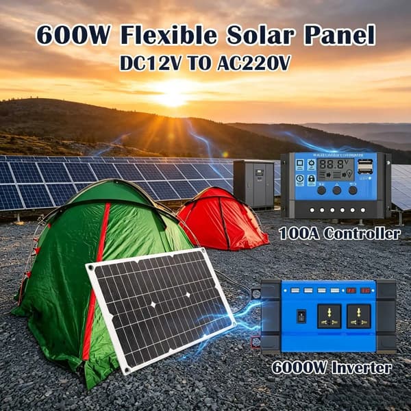 Solenergisystem, 600W højtydende panel, 12V controller,6000W 220V