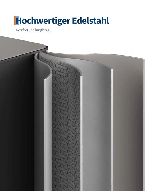 Dobbelt Spand System, 3 x 15 Liter, Rustfrit Stål, PP Inderspand, Egnet til Genbrug, Pladsbesparende Design