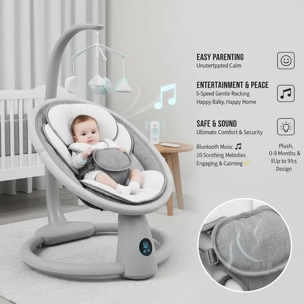 Babysitter, 5 hastigheter, Bluetooth-musik, armégrön