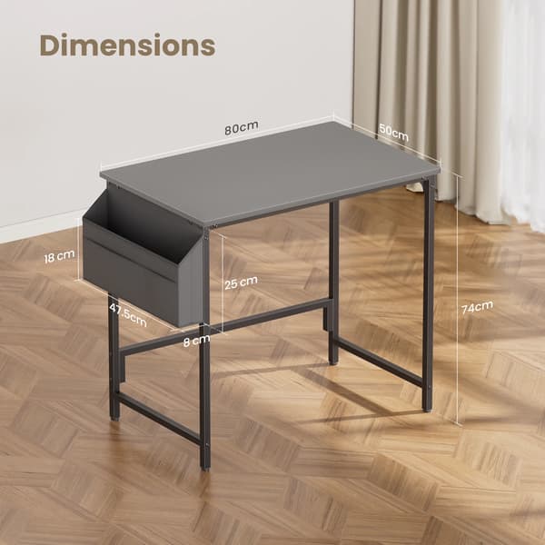 Computerbord, Integreret Opbevaring, Industriel Stil Design,grå 50cm
