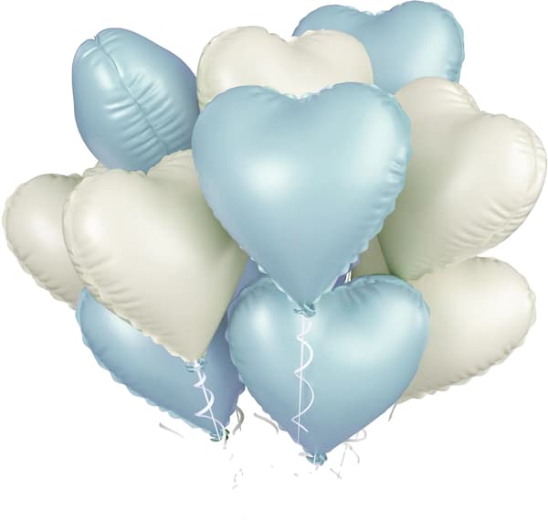 Hjerteballoner, Folie Materiale, Multi-Pack Variation,blandet fløde blå, 18tommer 10Stk-a