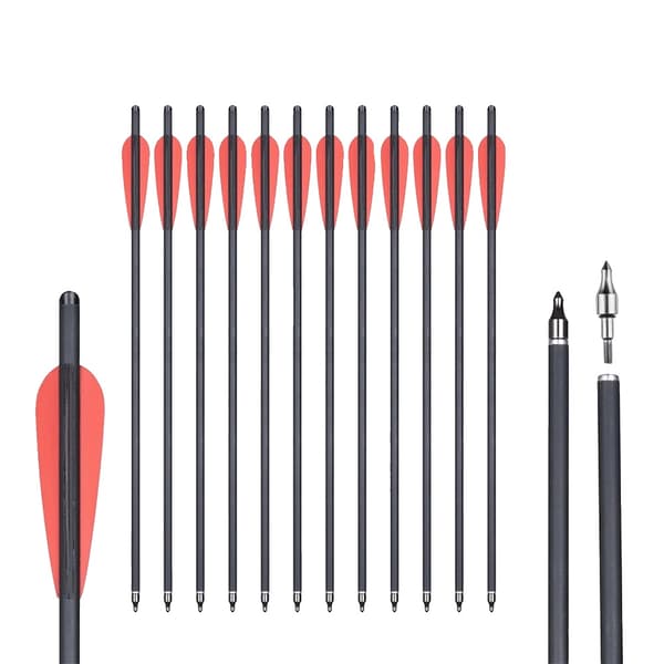 Båge Pil, Blandat Kolfiber Material, Lämplig för Bågar Under 250lbs,12st RBL