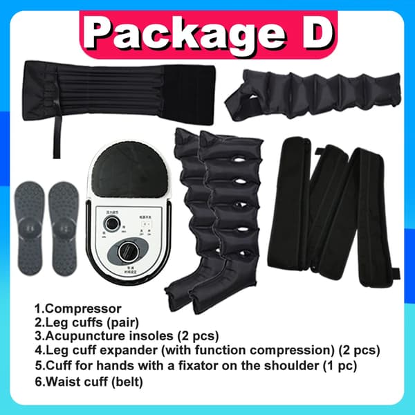Massager, Justerbare Manchetter, Luftkompressionsterapi,Pakke D