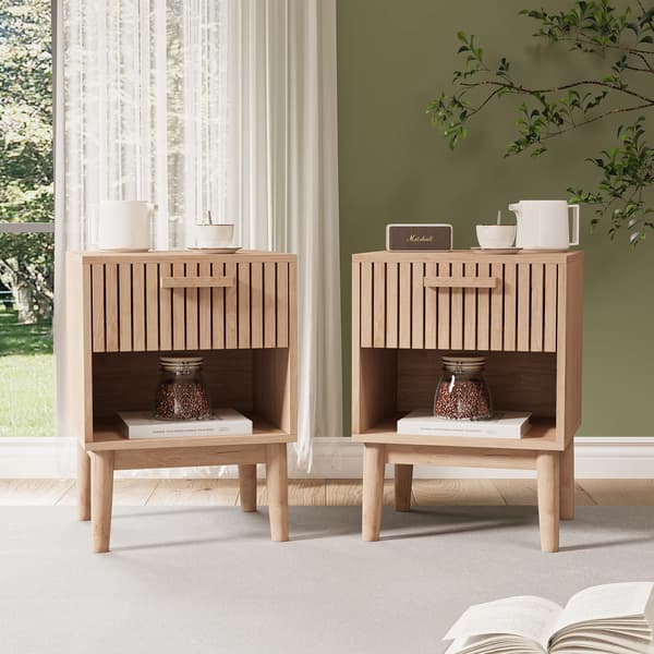 TV Stativ, Moderne Design, Holdbar Trækonstruktion,2stk Sengbord