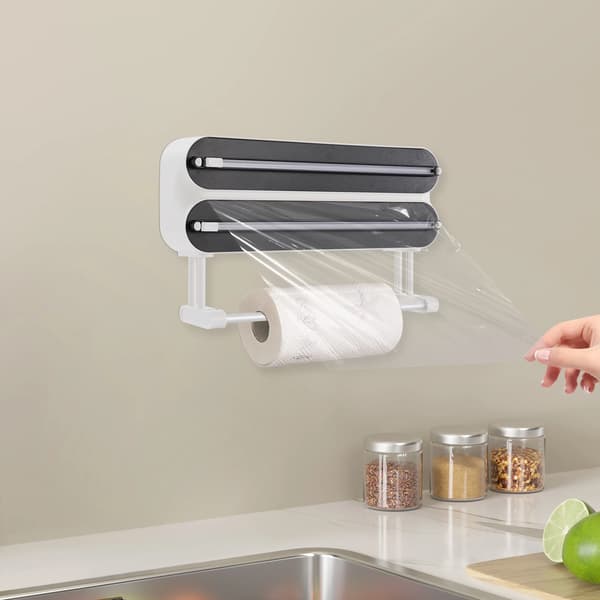 Väggmonterad Dispenser, 3-i-1 Organisatör, Precision Skärblad,VIT