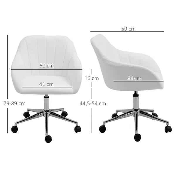 Kontorstol, Ergonomisk Design, Justerbar Højde,Hvid