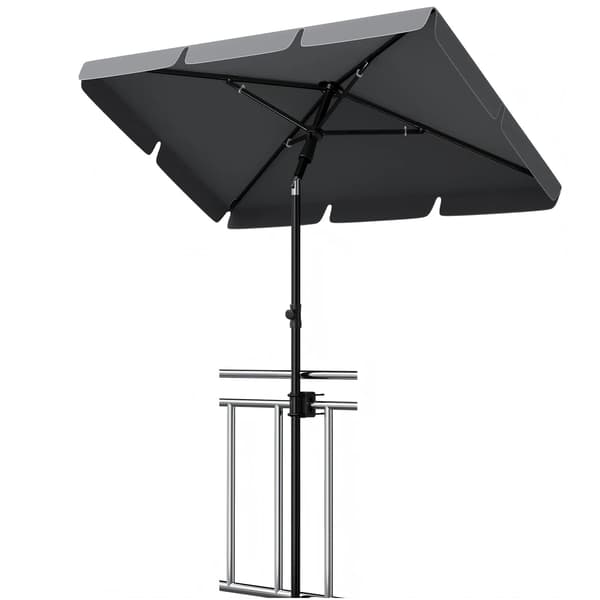 Solparasol, Justerbar Højde, UV Beskyttelse,Grå