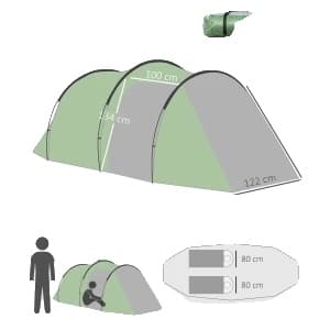 Tunnel Tält, Vattentålig Polyester, Två-rums Design,A