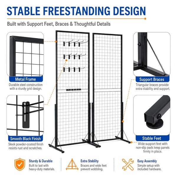 Display Stativ, Fritstående T-Basis, Alsidig Organizer,2pcs
