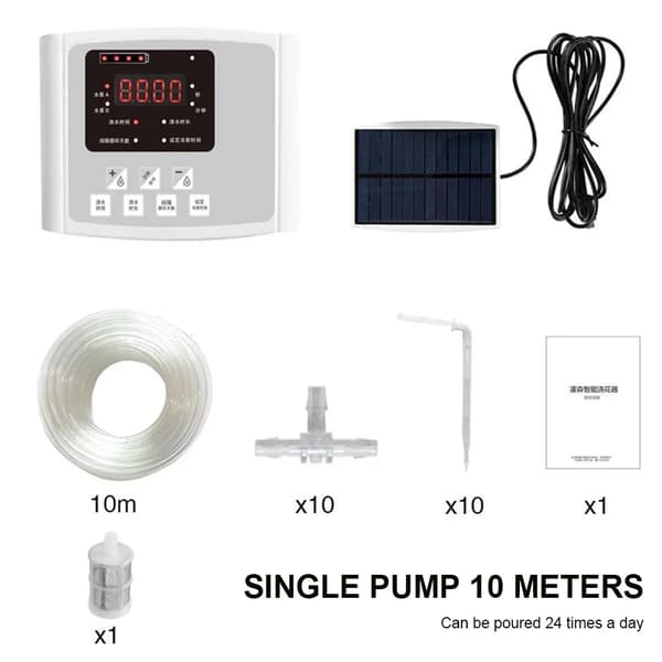 Automatisk droppbevattningskit, solenergidriven, programmerbar timer,Grå enkelpump 10m