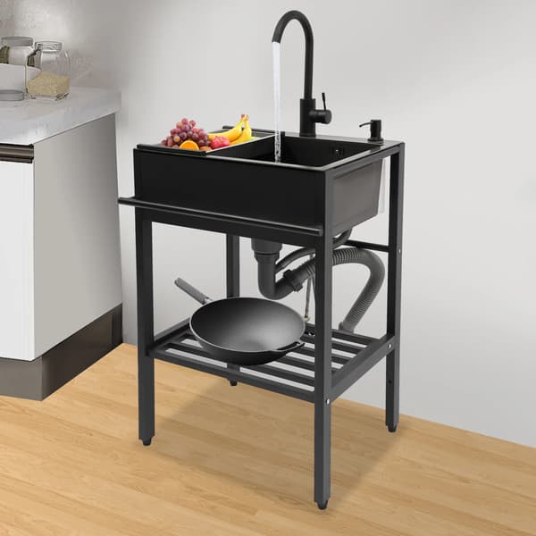 Køkkenvask, Fritstående Design, Holdbart Rustfrit Stål,sort