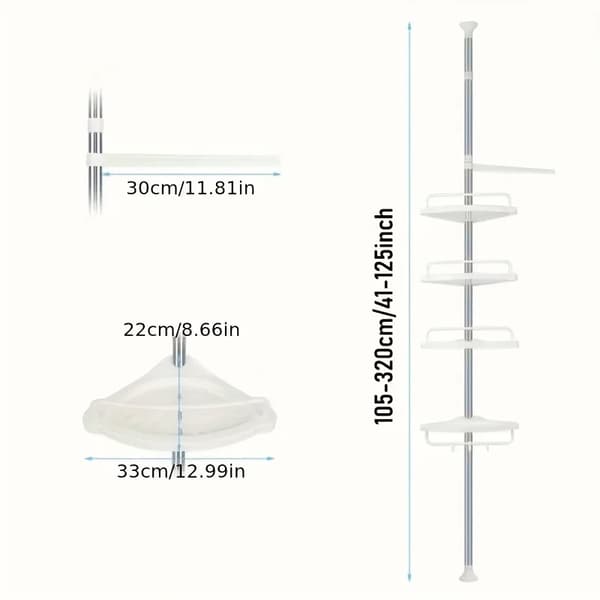 Bruserække, Rustfrit Stål, 320 cm Højde, 4 Lag, Justerbar, Multifunktionel Opbevaring