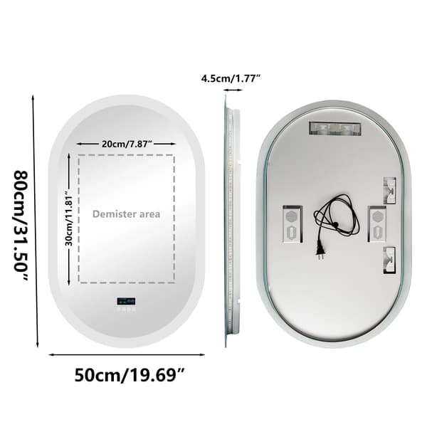 Speglar med belysning, Bluetooth-högtalare, smarta sminkfunktioner,50x80cm