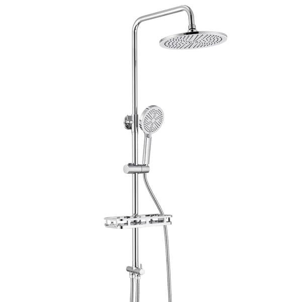 Bruserkolonne, 4-stråls håndbruser, justerbar væghylde,72cm-110cm, Krom