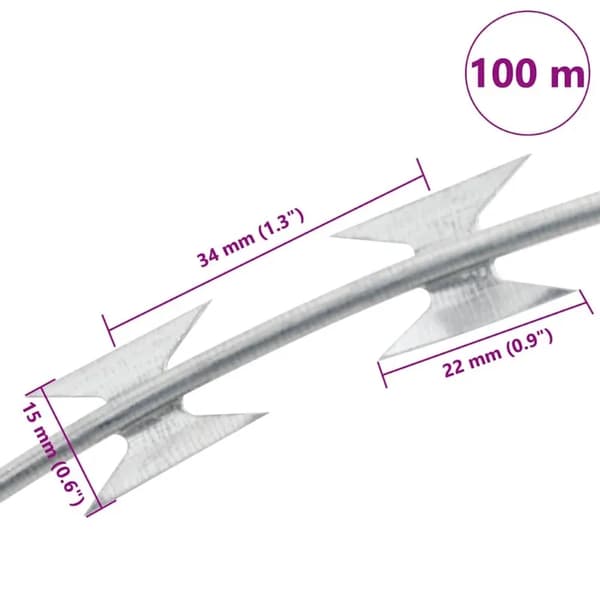 Taggtråd, galvaniserat stål, 100m längd,Silver