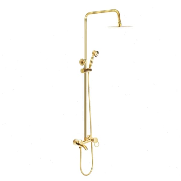 Paraplyduschset, 3-funktions duschsystem, termostatisk temperaturkontroll, G1/2, Guld