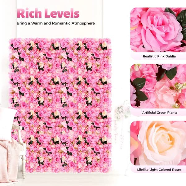 Kunstige Blomsterpaneler, Holdbare, Håndlavede Dekorationer,Pink