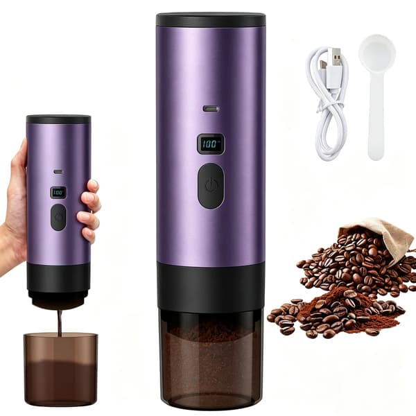 Kapselkaffemaskine, USB-genopladelig, 15 Bar Tryk,LILLA