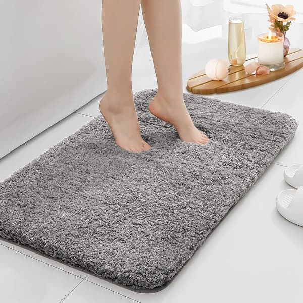 Badrumsmatta, Vattenabsorberande, Halkfri Design,Grå-a, 60cm x 90cm-c