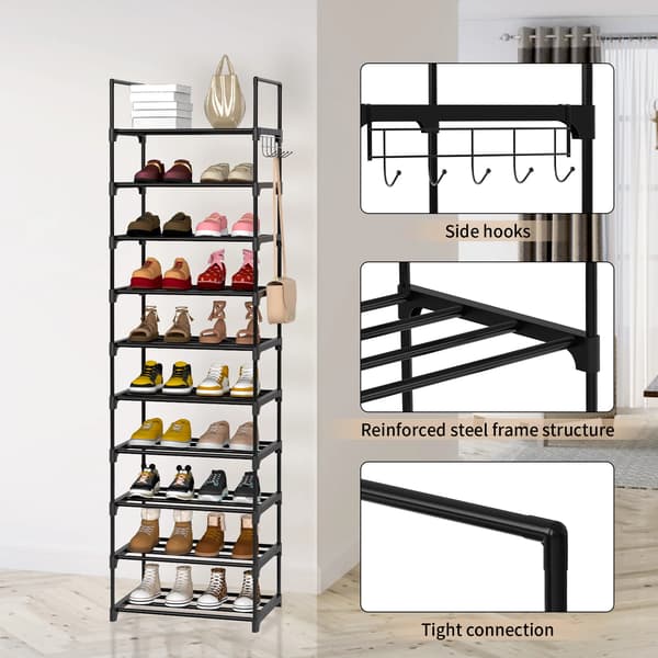 Sko Rack, 10 Niveauer, Pladsbesparende Design,TM-XJ-10