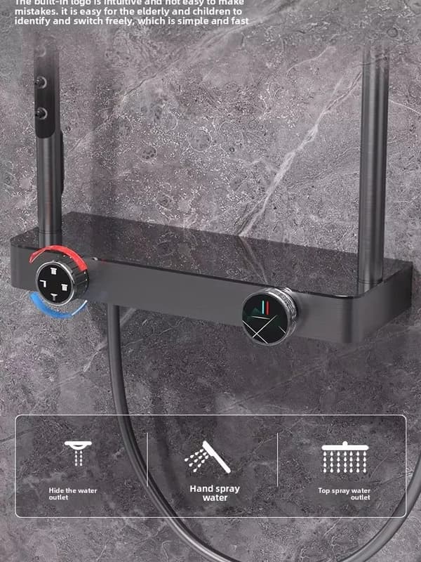 Duschhuvudset, Multifunktionell Design, Lätt Montering,grå