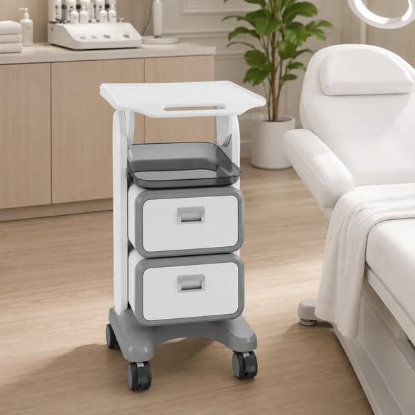 Medicinsk vagn, mångsidig förvaring, hållbar design,Vit