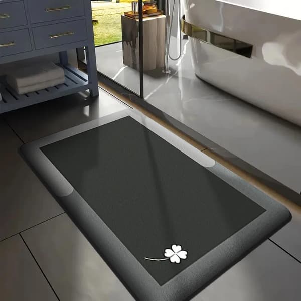 Badeværelsesgulvmåtte, skridsikker design, absorberende materiale,500MMx800MM-a, Grå og Sort