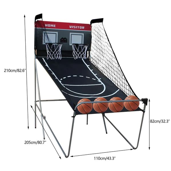 Basketballkurv, Elektronisk Scoreboard, 8 Spilindstillinger,Sort