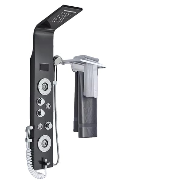 Duschpanel, Trippelhandtagssystem, Integrerad LED-belysning,LT 8006 svart