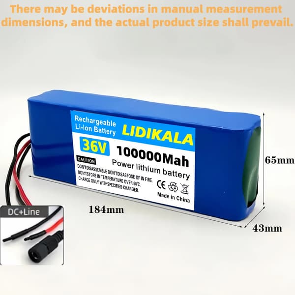 Litiumjonbatteri, 100000mAh kapacitet, 36V spänning,36V, DC - Linje